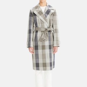 NWT Theory Silk-Cotton Check Military Trench size P